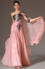 Pink One Shoulder Single Sleeve Evening Dress