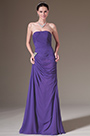 Purple Strapless Ruched A-Line Prom Dress