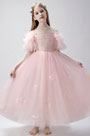 Pink Off Shoulder Flower Girl Dress