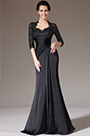 Black Lace Top Fitted Mother of the Bride Dress
