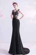 Black Lace Appliques Mermaid Party Prom Dress
