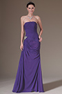 Purple Strapless Ruched A-Line Prom Dress