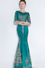 Sexy Green Gorgeous Beaded Mermaid Prom Party Gown
