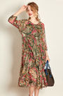Simple Silk 3/4 Sleeves Printed Dress Day Wear