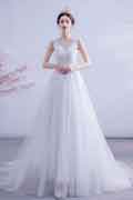 White A Line Embroidered Wedding Bridal Dress