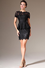 2014 Nouveauté Manches Courtes Dentelle Noire Robe Mère de Mariée