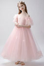 Pink Off Shoulder Flower Girl Dress