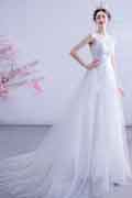 White A Line Embroidered Wedding Bridal Dress