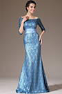 Off-Shoulder Half-Sleeves Lace Formal Gown