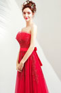 Sexy Corset Red Tulle Long Party Evening Dress