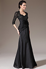 Black Lace Top Fitted Mother of the Bride Dress