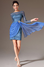 2014 Nuevo Azul Mangas Largas de Encaje Formal Vestido de Fiesta Corto