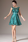 Green Sleeveless Lace Party Cocktail Dress