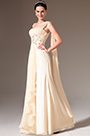2014 Neu Beige Ein Schulter mit Stickerei A-Line Abendkleid