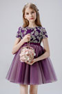 Short Sleeves Round Neck Flower Girl Dress