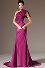 Fuchsia One-Shoulder Sheath Evening Gown