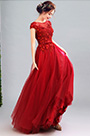 Robe de Bal Rouge En Tulle Avec Dentelles