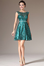 Green Sleeveless Lace Party Cocktail Dress