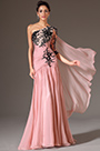 Pink One Shoulder Single Sleeve Evening Dress