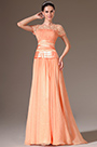 2014 Nouveauté Orange Dentelle Manches Courtes Robe de Gala/Longue