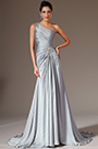 Grey Beaded One-Shoulder A-Line Evening Dress