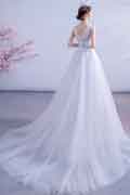 White A Line Embroidered Wedding Bridal Dress