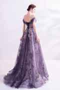 Новое блестящее бисерное фиолетовое вечернее платье из тюля