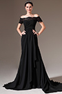 2014 Nouveauté Off-Epaule Manches en Dentelle Robe de Bal/Soirée Noire