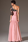 Pink One Shoulder Single Sleeve Evening Dress