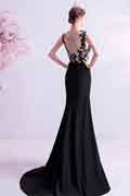 Black Lace Appliques Mermaid Party Prom Dress