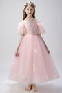 Pink Off Shoulder Flower Girl Dress