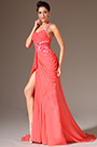 Beaded Halter Sweetheart High Slit Evening Gown