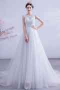 White A Line Embroidered Wedding Bridal Dress
