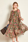 Simple Silk 3/4 Sleeves Printed Dress Day Wear