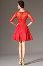 Red Lace Bodice Half Sleeves Party Dress