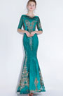 Sexy Green Gorgeous Beaded Mermaid Prom Party Gown