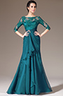 2014 Nouveauté Vert Dentelle en Top Manches Mi-Longues Robe Mère de Mariée