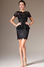 2014 Nouveauté Manches Courtes Dentelle Noire Robe Mère de Mariée