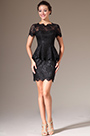 2014 Nouveauté Manches Courtes Dentelle Noire Robe Mère de Mariée