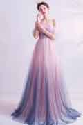 Shiny Gradient Off Shoulder Long Tulle Party Formal Gown