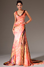 Printed High Slit Evening Dress