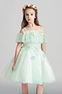 Mignon Robe de Fille Courte Verte Claire