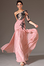 Pink One Shoulder Single Sleeve Evening Dress
