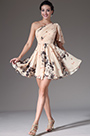Printed One-Shoulder Short Cocktail Dress