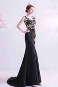 Black Lace Appliques Mermaid Party Prom Dress