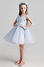 Lovely Light Blue Short Girl Wedding flower Girl Dress