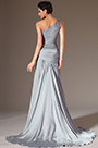 Grey Beaded One-Shoulder A-Line Evening Dress