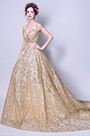 Robe de Bal Or Épaules Dénudées à Paillettes