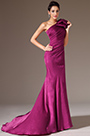 Fuchsia One-Shoulder Sheath Evening Gown