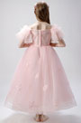 Pink Off Shoulder Flower Girl Dress